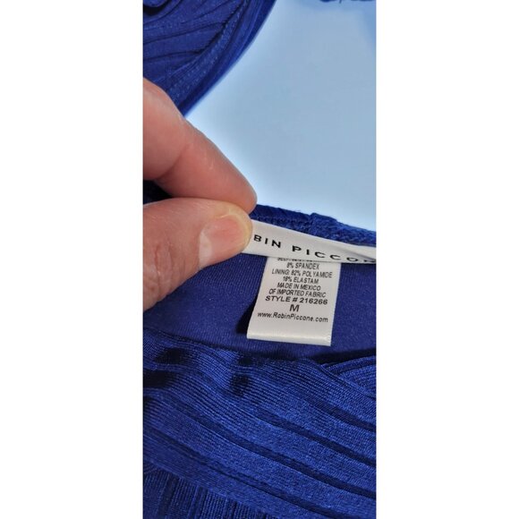 Robin Piccone Bikini Swim Top V-Neck Color Blue Bottom Mid Rise Solid Sz M # 23 - Picture 2 of 9